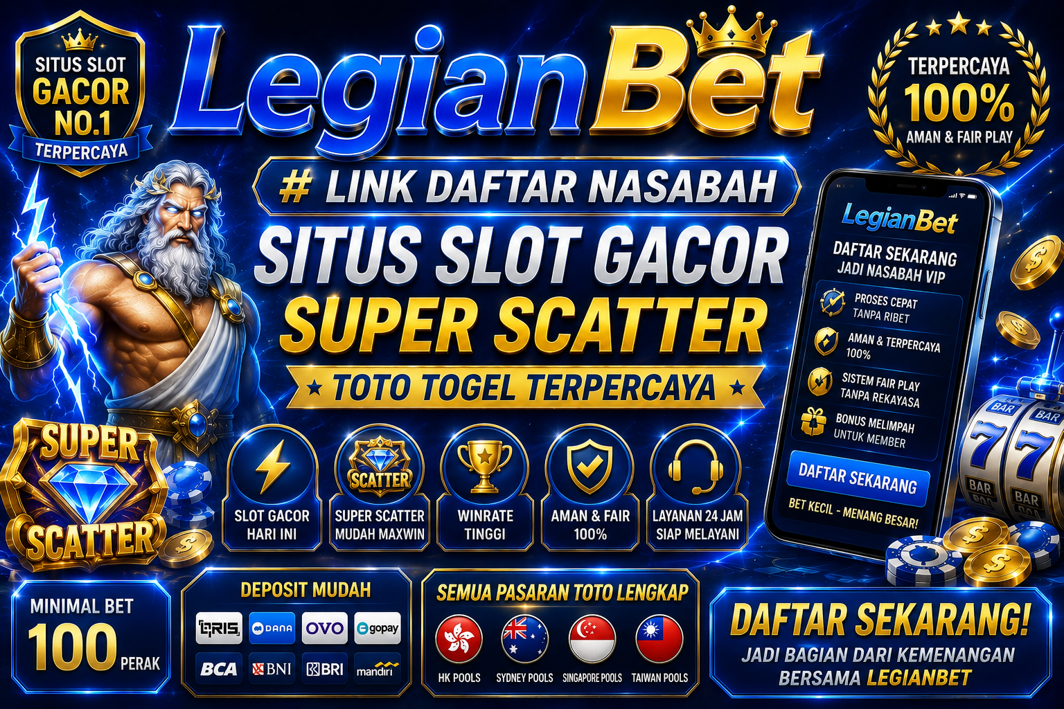 LegianBet # Link Daftar Nasabah Situs Slot Gacor Super Scatter 777 Toto Togel Terpercaya